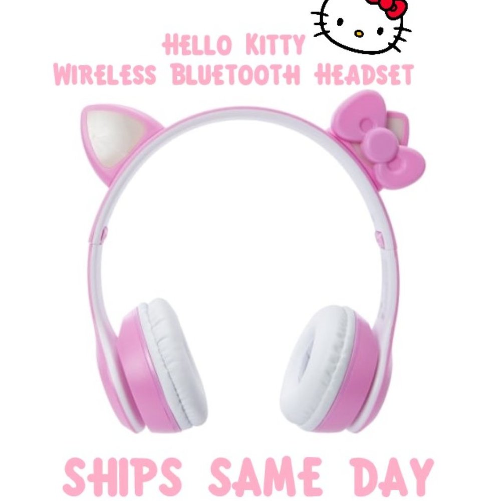 Official Sanrio Hello Kitty Wireless Light Up RGB Headphones w Mic Bluetooth NEW